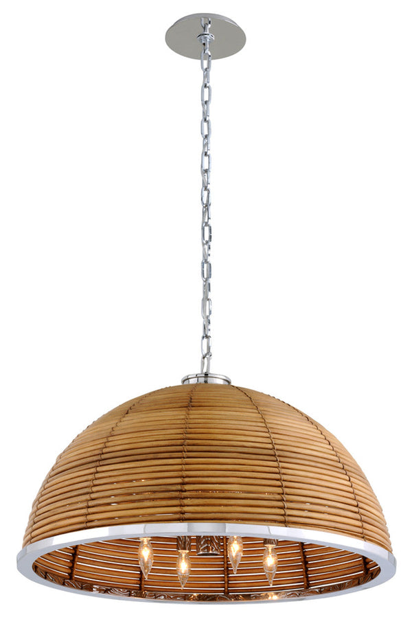 Chandelier, 8-Light, Natural Rattan Stainless Steel, Natural Shade, 30.75"W (277-48 90J7)