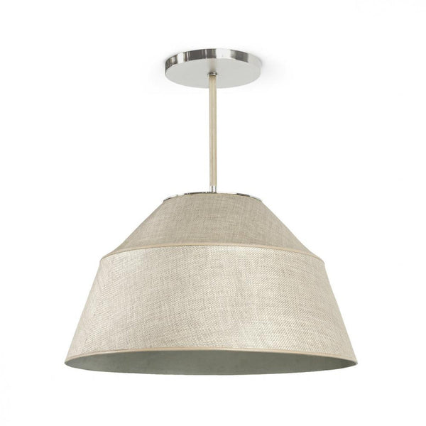 Pendant, 3-Light, Large, Brushed Nickel, Beige Leather, Light Gray Raffia Shade, 28"W (2771-79 3706TP2J)