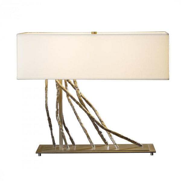 Table Lamp, 2-Light, Soft Gold, Flax Shade, 16.5"H (277660-SKT-84-SE2010 461WQC)