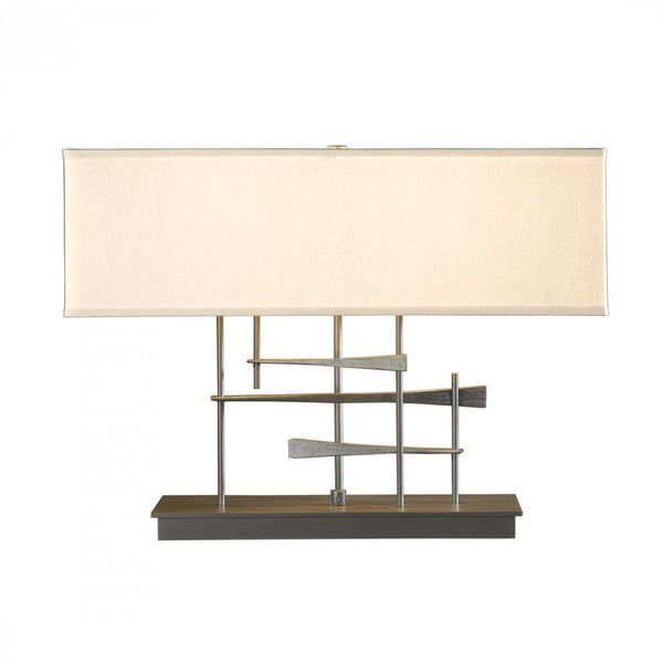 Table Lamp, 2-Light, Soft Gold, Flax Shade, 15.3"H (277670-SKT-84-SE2010 461WQZ)