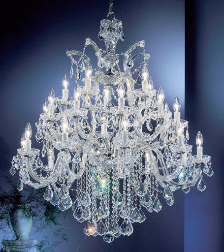 25 Light Traditional crystal chandelier with clear crystal with chrome finish