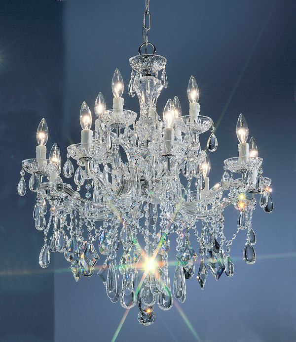 12 Light Maria Theresa Crystal chandelier in chrome finish