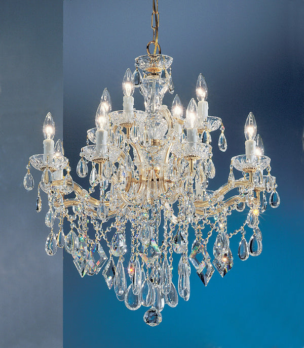 12 Light Maria Theresa Crystal chandelier in gold finish