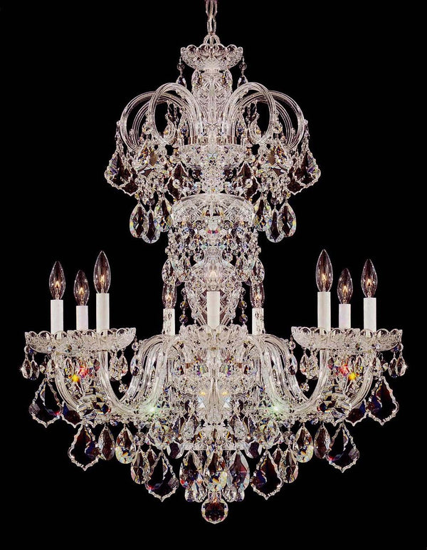 9 Lights Bohemian Crystal chandelier in polished chrome finish