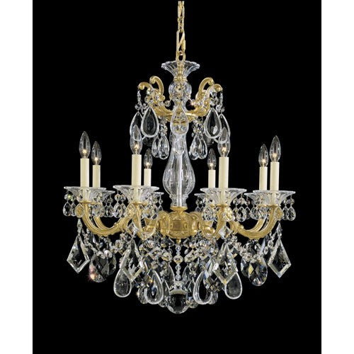 La Scala Heirloom Gold Eight-Light Clear Heritage Handcut Crystal Chandelier, 25W x 28.5H x 25D