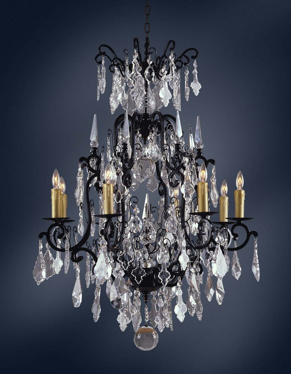 8 Light Versailles crystal Chandeliers dressed with crystal pendants