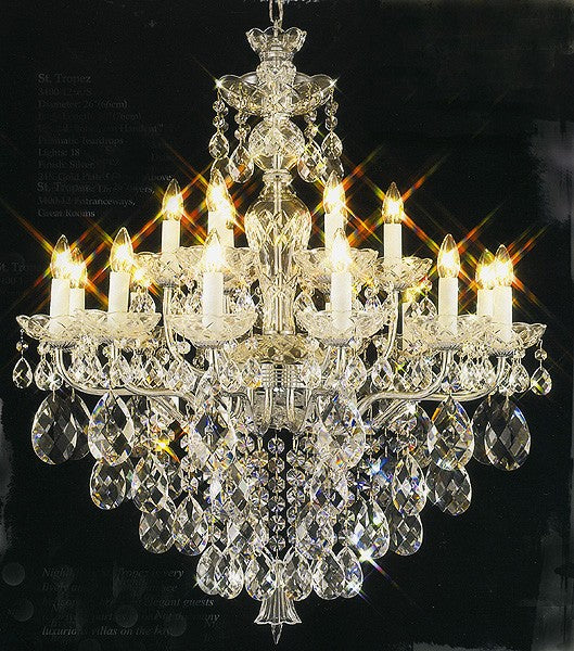 2-tier traditional Crystal Chandelier dressed with Handcut crystal in gold plated finish