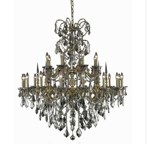 Gold Twenty-Four Light Chandelier with Golden Teak/Smoky Royal Cut Crystals