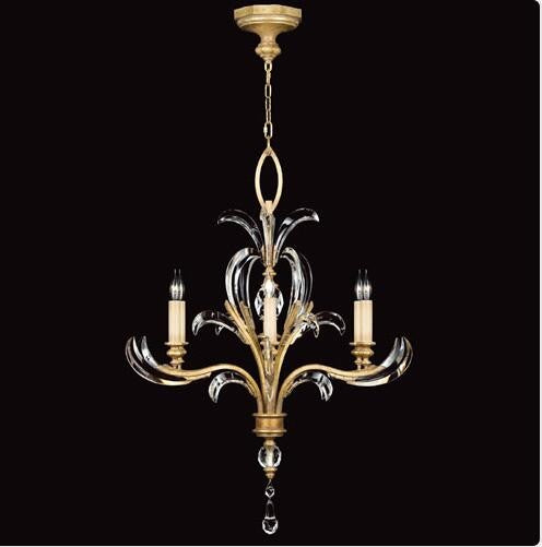 Six-Light Chandelier in Muted Gold Leaf Finish