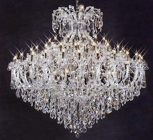 Polished chrome Maria Theresa chandelier dressed with 25%full lead crystals