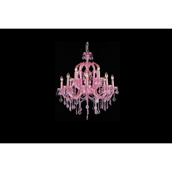 Pink Crystal Twelve-Light Chandelier