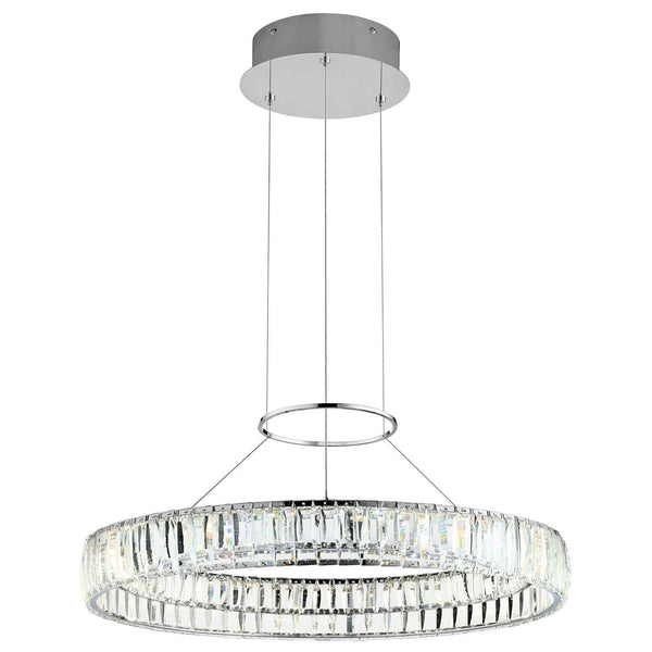 Chrome One-Light LED Pendant with Clear Acrylic Etched Inside Shades