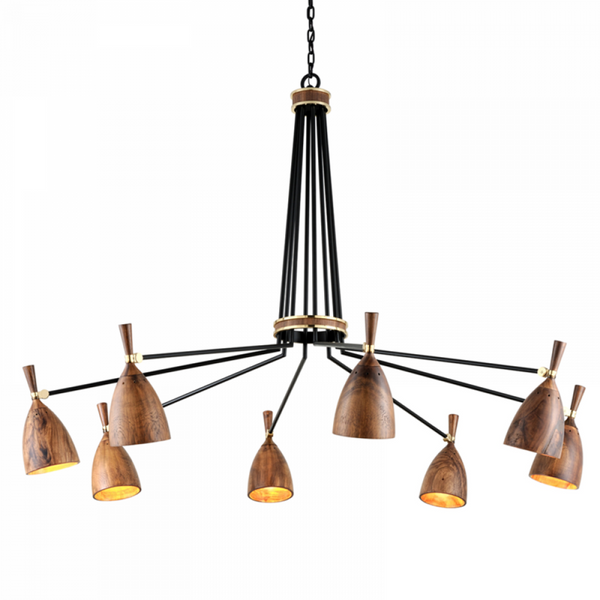 Chandelier, 8-Light, Black, 63.50"Dia (280-08-SBK 93GR)