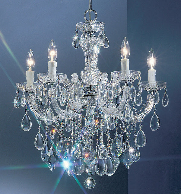 5 Light maria theresa crystal chandelier with clear crystal and Chrome finish