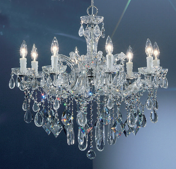 8 Light maria theresa crystal chandelier with clear crystal and Chrome finish