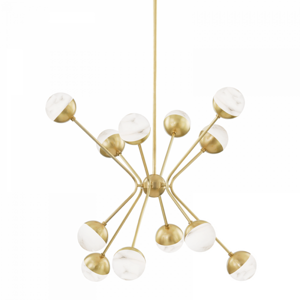 Chandelier, 12-Light, LED, Aged Brass, 36"W (2836-AGB A8J73)