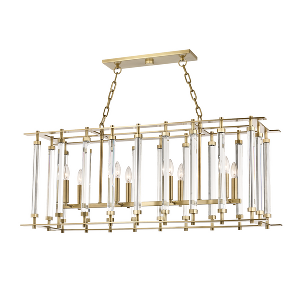 Linear Chandelier, 8-Light, Aged Brass, 42.25"W (2842-AGB A5HJF)