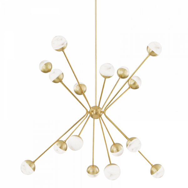 Chandelier, 16-Light, LED, Aged Brass, 62.5"W (2851-AGB A8J74)