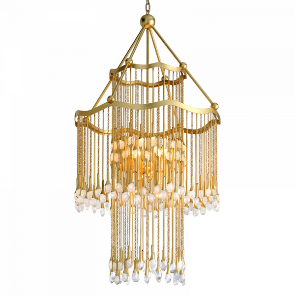 Chandelier, 12-Light, Gold Leaf, Clear Shade, 30"W (286-012 91GH)