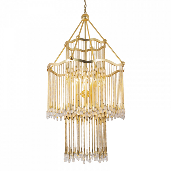 Chandelier, 16-Light, Gold, Gold Leaf Shade, 73.75"H (286-716 92G8)