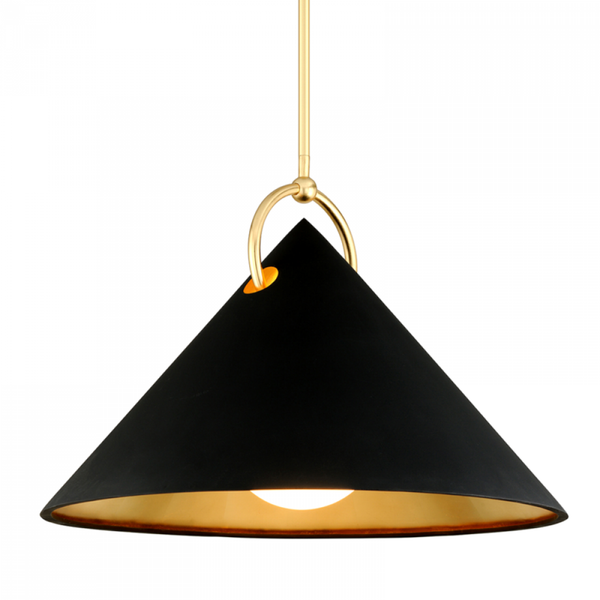 Pendant, 1-Light, Black And Gold Leaf, 38"Dia (289-43-GL/SBK 95D6)