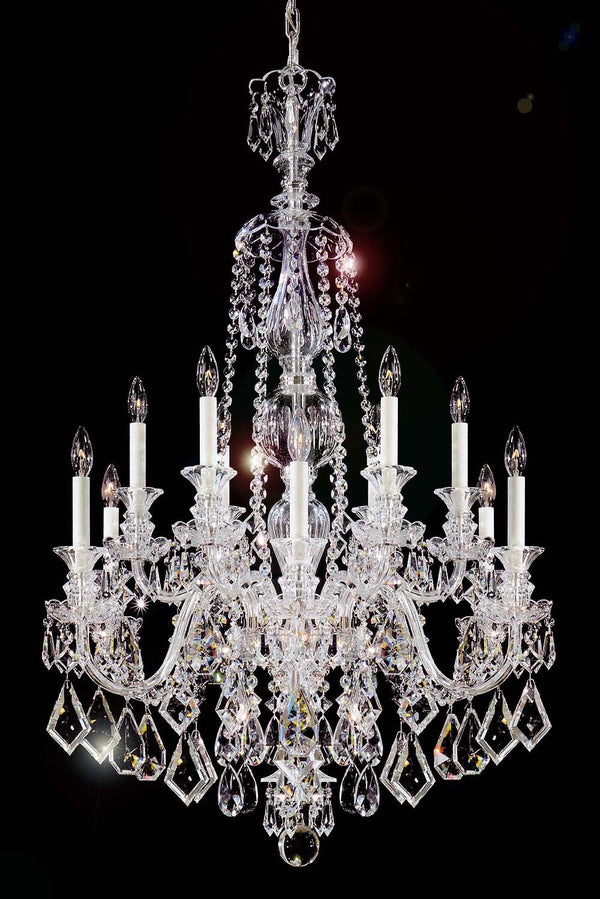 12 Lights Bohemian Crystal chandelier in polished chrome finish