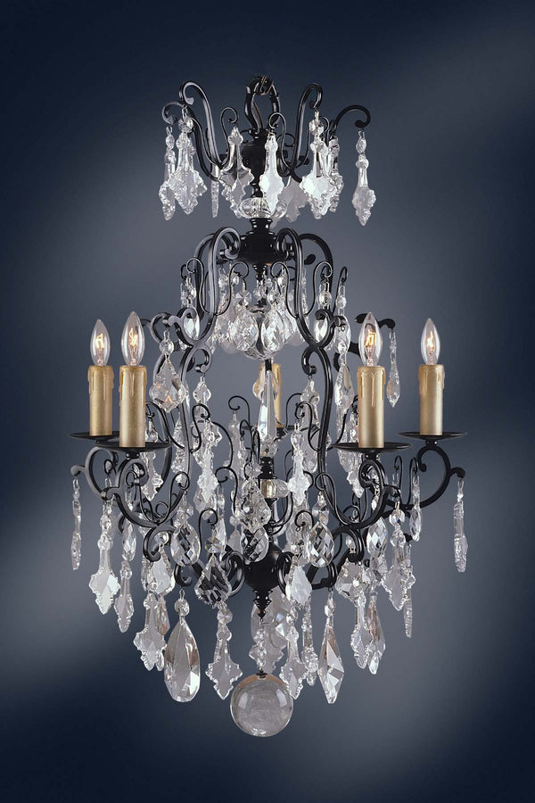 5 Light Versailles crystal Chandeliers dressed with crystal pendants