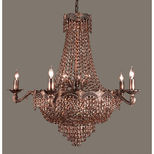 Regency II Roman Bronze Eight-Light Chandelier with Strass Golden Teak Crystal Detail