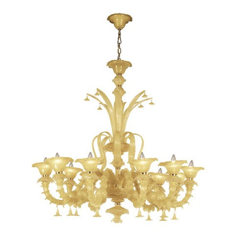 Orillia Chrome / Amber 10 Light Chandelier with Amber Shade