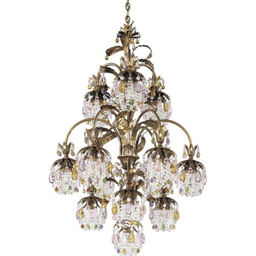 Rondelle Etruscan Gold 13-Light Soft Jewel Vintage Crystal Chandelier, 28W x 42.5H x 28D