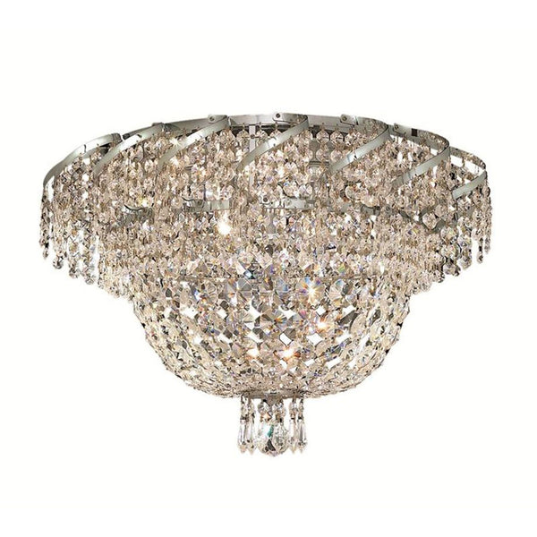 Belenus Chrome Eight-Light 20-Inch Flush Mount with Royal Cut Clear Crystal