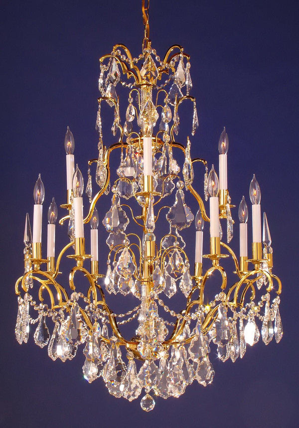 13 lights traditional crystal chandelier in gold plated finish