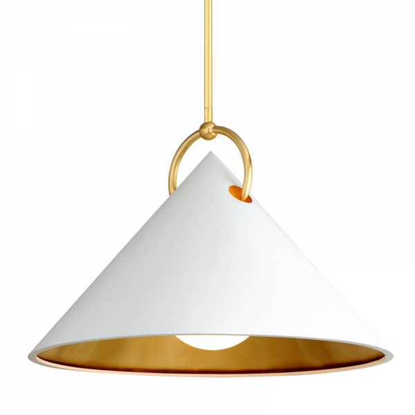 Pendant, 1-Light, White And Gold, Opal White Shade, 38"W (290-43 91H7)