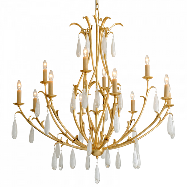 Chandelier, 12-Light, Gold, Gold Leaf Shade, 51"H (293-012 91HD)