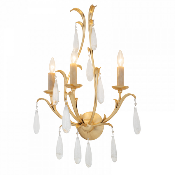 Wall Sconce, 3-Light, Gold, Gold Leaf Shade, 29.75"H (293-13 92GH)