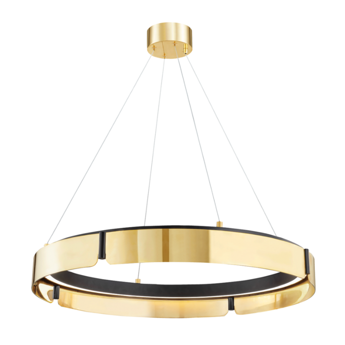 Tribeca LED Chandelier in Aged Brass with Black