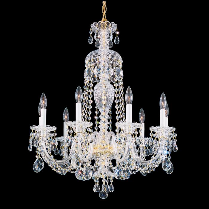 Sterling 9-Light Chandelier in Silver with Clear Heritage Crystals