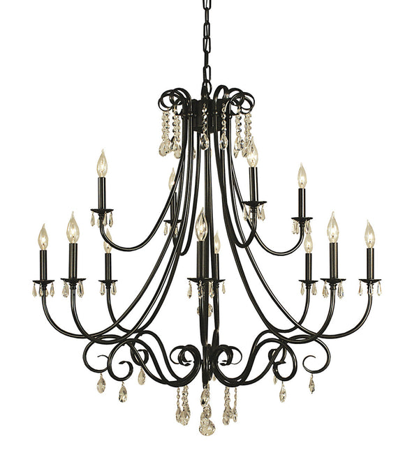 Chandelier, 12-Light, Matte Black, 42"W (2997 MBLACK YGUW)