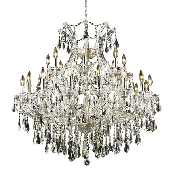 Maria Theresa Chrome Twenty-Four Light 36-Inch Chandelier with Royal Cut Clear Crystal