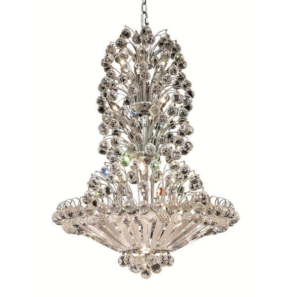 Sirius Chrome Fourteen-Light 28-Inch Chandelier with Royal Cut Clear Crystal