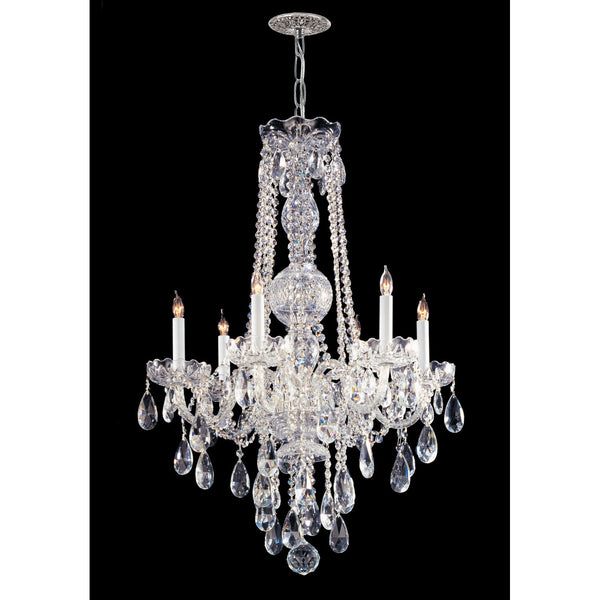 Group Traditional Crystal Polished Chrome Six-Light Chandelier with Swarovski Spectra Crystal