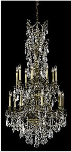 Bronze Sixteen-Light 27-Inch Chandelier with Royal Cut Clear Crystal