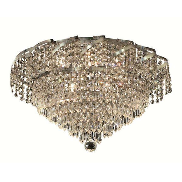 Belenus Chrome Eight-Light 20-Inch Flush Mount with Royal Cut Clear Crystal