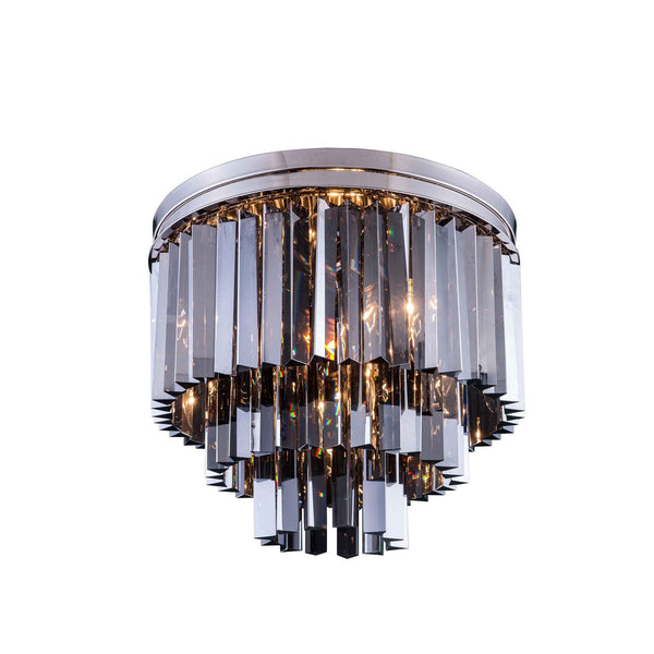 Sydney Polished Nickel Nine-Light Flushmount with Royal Cut Silver Shade Crystals