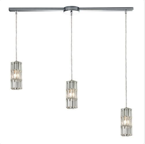 Polished Chrome 8-Inch Three Light Chandelier with L Shade