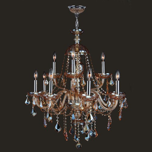 12-Light Chrome Finish with Amber Crystal Chandelier