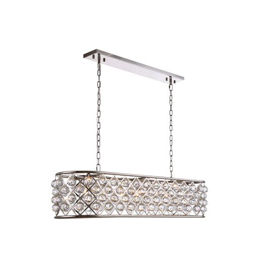 Madison Polished Nickel Seven-Light Pendant with Clear Crystals