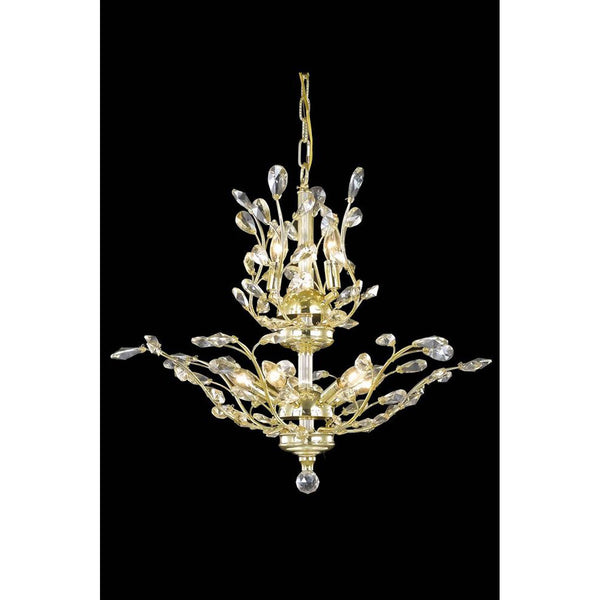 Eight-Light Chandelier with Golden Shadow Royal Cut Crystal