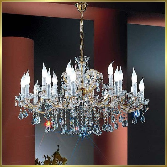 18 Lights Maria Theresa crystal chandelier dressed with blue sky crystals