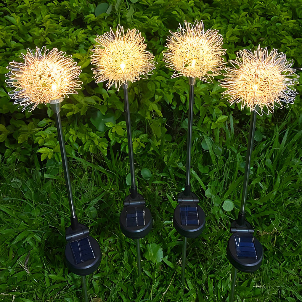 2PCS Aluminum Dandelions Flowers Decor Waterproof LED Solar Lawn Light